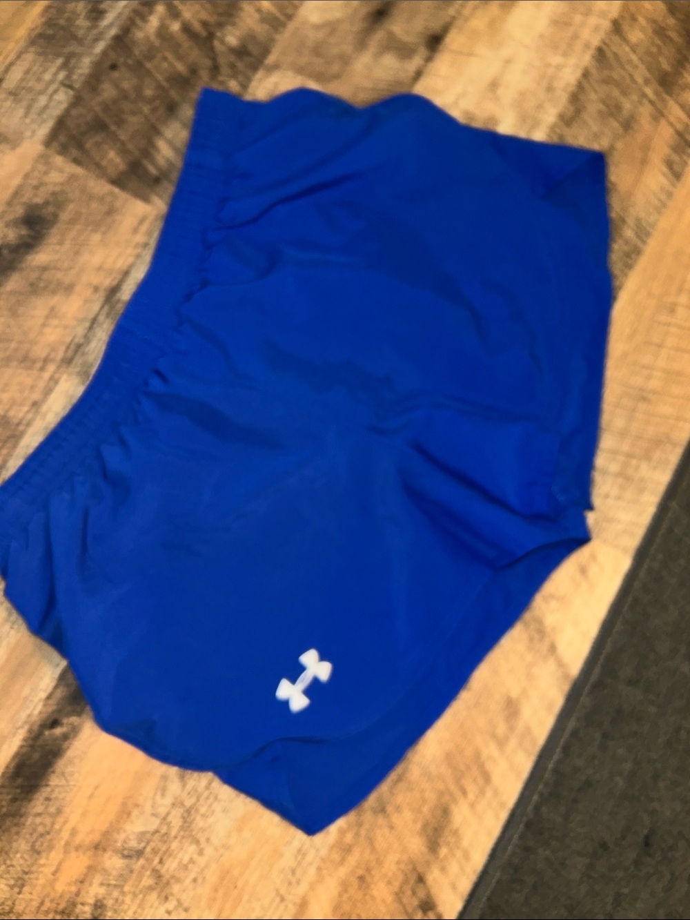 Under Armour Blue Women's Running Shorts with White Logo